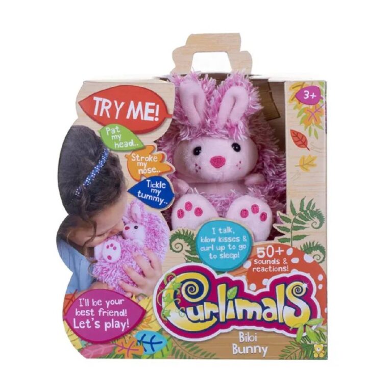 Golden Bear - Curlimals Interactive Plush Soft Toy for Kids - Pink Hedgehog