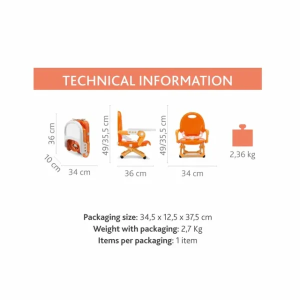 Chicco – Pocket Snack Booster Seat – Dark Grey
