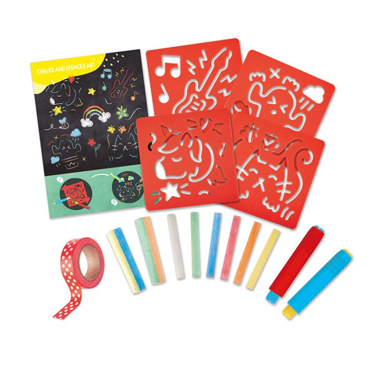 Hape - Colored Chalks & Stencils Art & Craft Set 22pcs