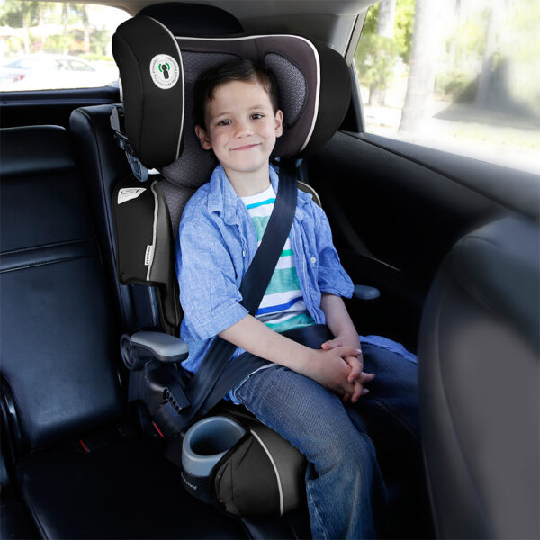 Babytrend 2-in-1 Protect Booster Seat – Grey Tech, 9M+, High-Back to No-Back, Side Impact Protection, Compact Fold