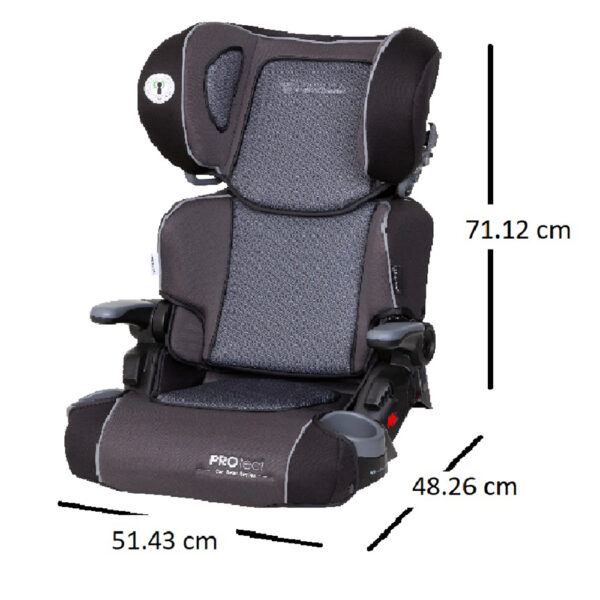 Babytrend 2-in-1 Protect Booster Seat – Grey Tech, 9M+, High-Back to No-Back, Side Impact Protection, Compact Fold