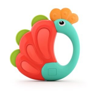 Hola – Peacock Teether – Colorful, soothing rattle for babies 3M+