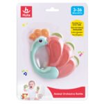 Hola – Peacock Teether – Colorful, soothing rattle for babies 3M+