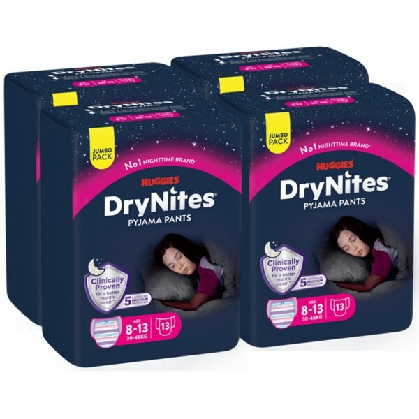 Huggies – Drynites Pyjama Pants, 8-15Y Girl – 52 Bed Wetting Pants