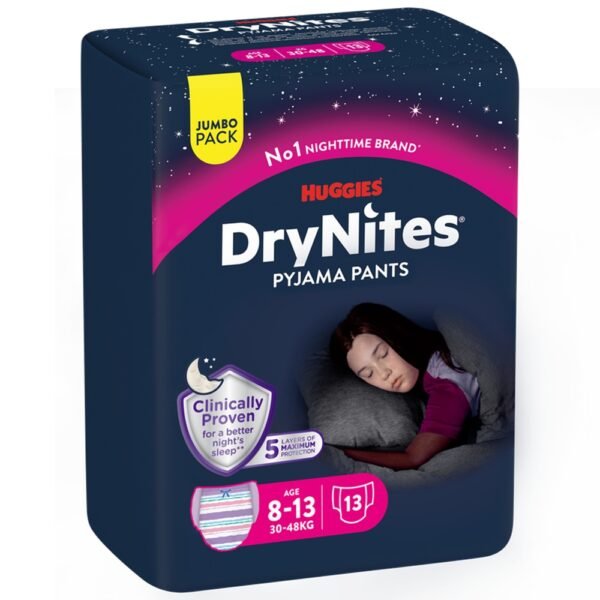 Huggies – Drynites Pyjama Pants, 8-15Y Girl – 52 Bed Wetting Pants