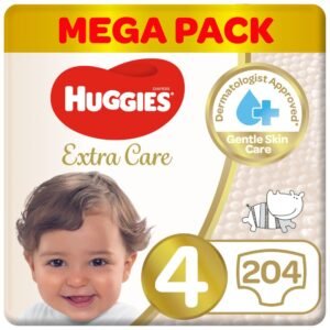 Huggies – Extra Care, Jumbo Pack, Size 4, 8-14 Kg – 204 Pcs