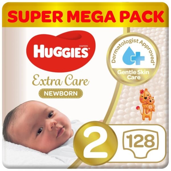 Huggies – New Born Diapers, Size 2, Value Pack, 4-6 Kg – 128 Diapers