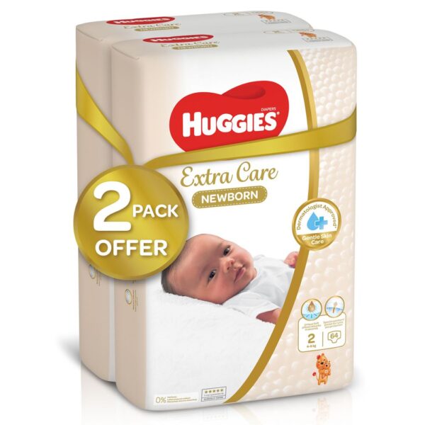 Huggies – New Born Diapers, Size 2, Value Pack, 4-6 Kg – 128 Diapers