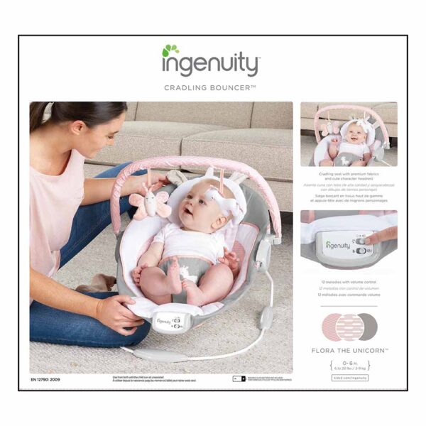 Ingenuity – Cradling Bouncer – Flora The Unicorn – Grey