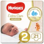 Huggies – New Born Diapers, Size 2, Carry Pack, 4-6 Kg – 21 Diapers
