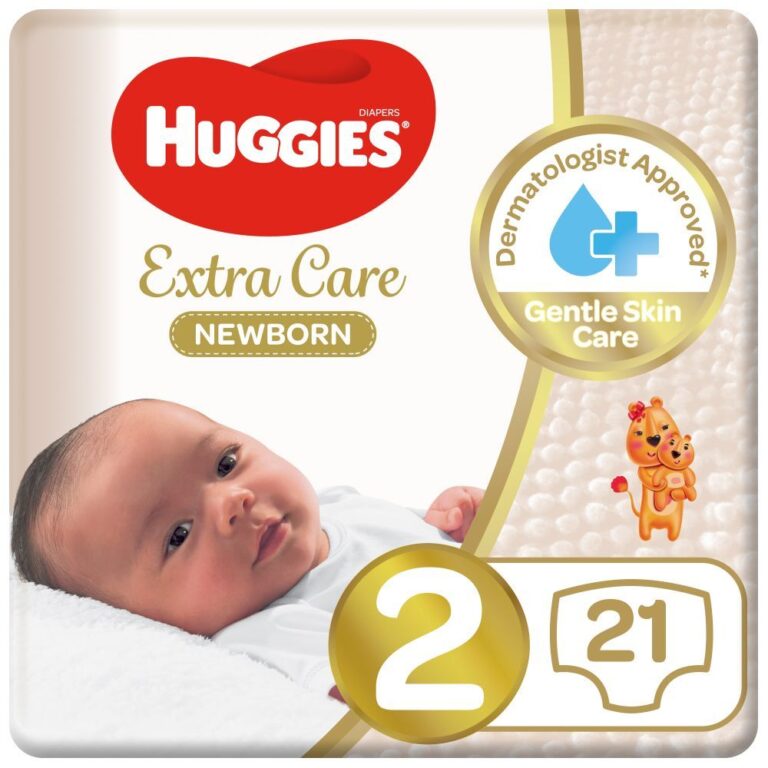 Huggies - New Born Diapers, Size 2, Carry Pack, 4-6 Kg - 21 Diapers