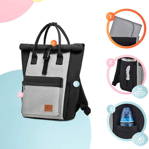 Kinderkraft – Moonpack Diaper Backpack – Grey