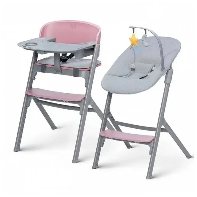 Kinderkraft - High Chair Livy w/ Bouncer Calmee - Aster Pink