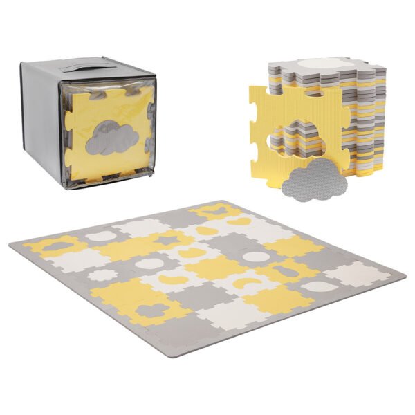 Kinderkraft – Mata Puzzle Luno Shapes Mat 30pcs – Yellow