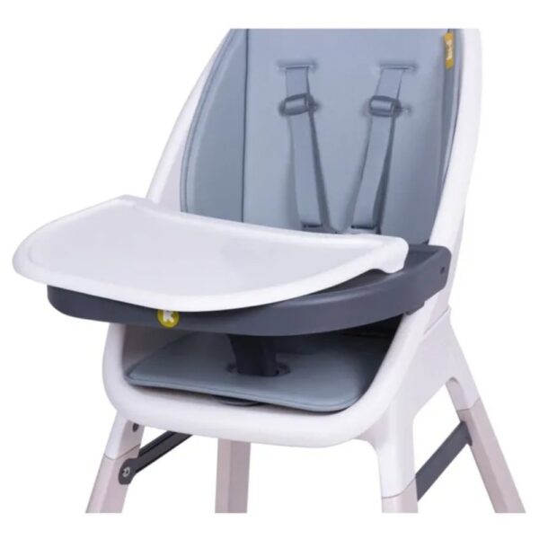 Koo-di Tiny Taster 3-in-1 Wooden Highchair – Convertible Baby & Toddler Feeding Chair with Tray (Rain Cloud)