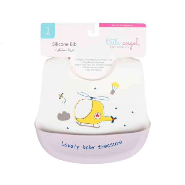 Little Angel – Baby Silicon Bib – White/Purple