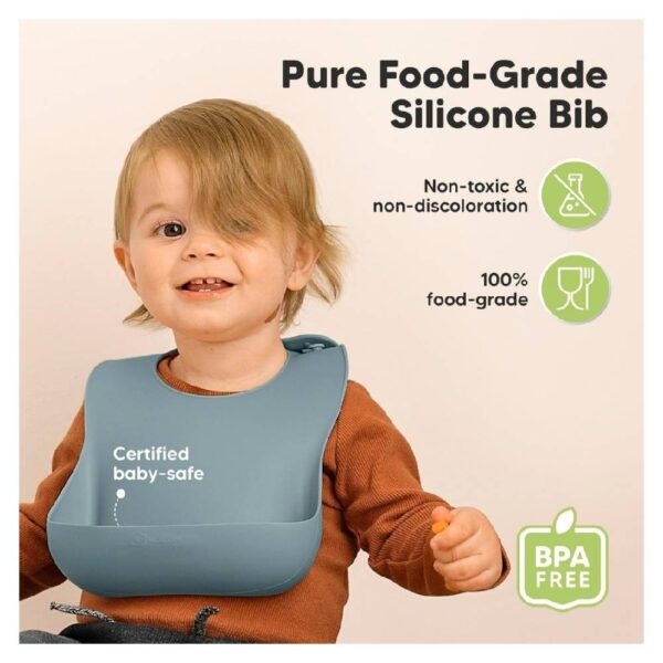 Little Angel – Baby Silicon Bib 2pc Set – Solid Light & Dark Blue