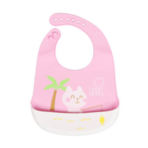 Little Angel – Baby Silicon Bib – Pink/White