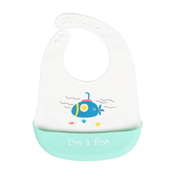Little Angel – Baby Silicon Bib – White/Green