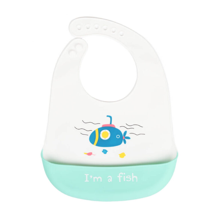 Little Angel - Baby Silicon Bib - White/Green
