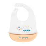 Little Angel – Baby Silicon Bib – White/Orange