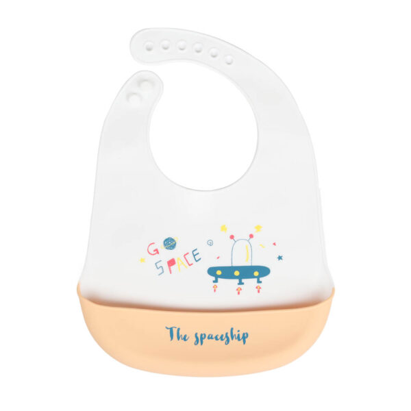 Little Angel – Baby Silicon Bib – White/Orange