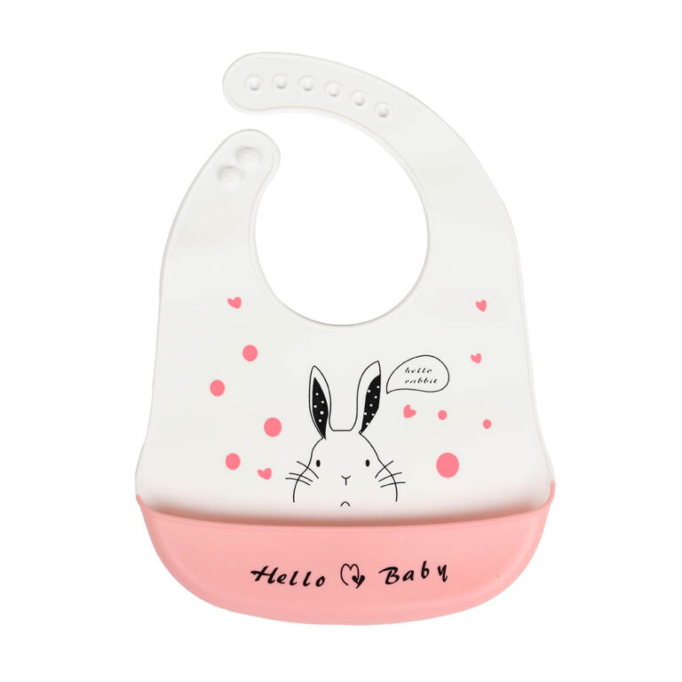 Little Angel - Baby Silicon Bib - White/Pink
