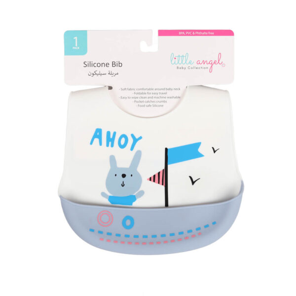 Little Angel – Baby Silicon Bib – White/Purple