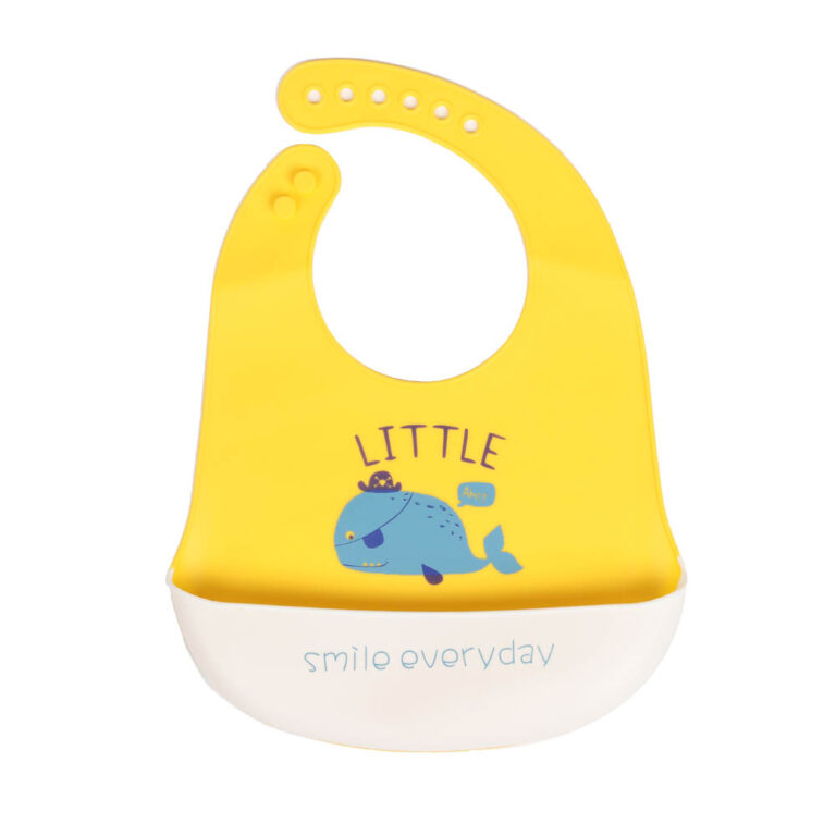 Little Angel - Baby Silicon Bib - Yellow/White