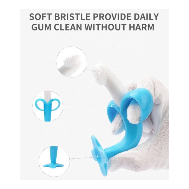 Little Angel - Baby Silicone Teether & Training Toothbrush Safe and Soft - Green