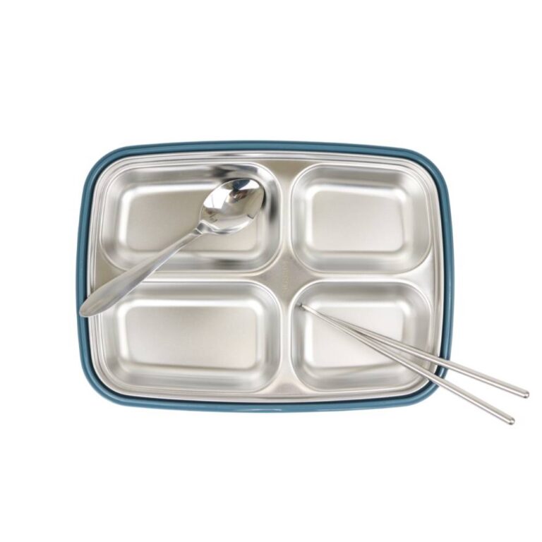 Little Angel - Lunch Box 4-Compartment Stainless Steel Cutlery Set with Handle - Blue