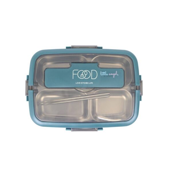 Little Angel – Lunch Box 4-Compartment Stainless Steel Cutlery Set with Handle – Green