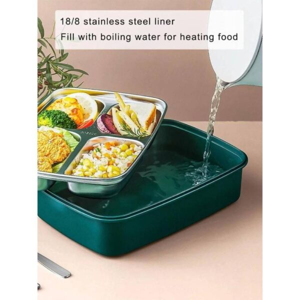 Little Angel – Lunch Box 4-Compartment Stainless Steel Cutlery Set with Handle – Green