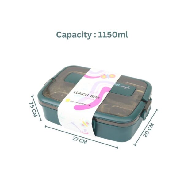 Little Angel – Lunch Box 4-Compartment Stainless Steel Cutlery Set with Handle – Green