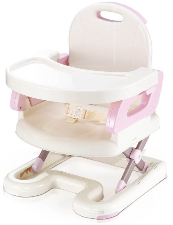 Baby Booster Seat And Fold Up Chair For Toddler 1 + Year-White/Pink