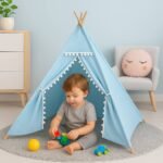 Little Story Canvas Foldable Tent and Teepee Playhouse – Blue