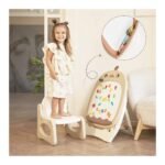 Little Story – Drawing Board with Chair, Magnetic Numbers, 5 Color Pen and Eraser- Beige