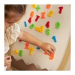 Little Story – Drawing Board with Chair, Magnetic Numbers, 5 Color Pen and Eraser- Beige