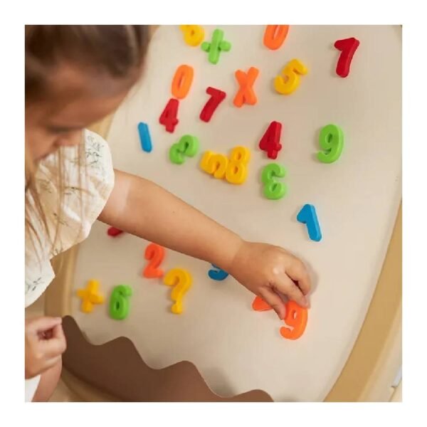 Little Story – Drawing Board with Chair, Magnetic Numbers, 5 Color Pen and Eraser- Beige