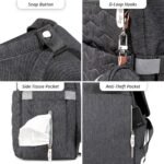 Little Story – Quilted Diaper Backpack W/ Pacifier Bag And Stroller Hooks – Grey