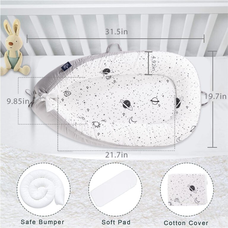 Little Story Soft Breathable Fiberfill Newborn Lounger Bed - Galaxy