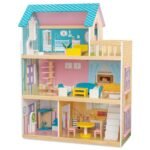 Little Story – Wooden Dollhouse 3 floors w/ Furniture, Accessories & Dolls – Multicolor