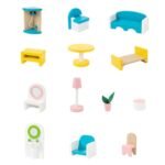 Little Story – Wooden Dollhouse 3 floors w/ Furniture, Accessories & Dolls – Multicolor