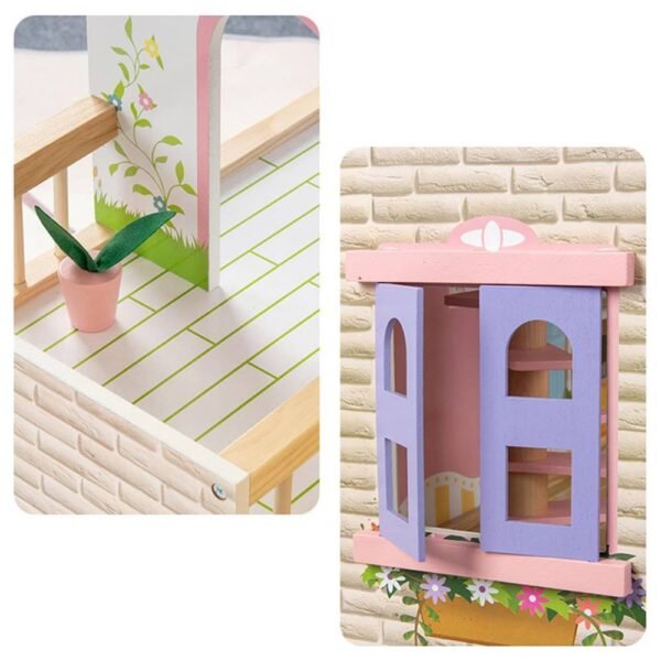 Little Story – Wooden Dollhouse 3 floors w/ Furniture, Accessories & Dolls – Multicolor