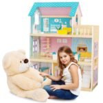 Little Story – Wooden Dollhouse 3 floors w/ Furniture, Accessories & Dolls – Multicolor