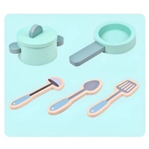 Little Story Wooden Kitchen w/ Refrigerator and Accessories - Teal