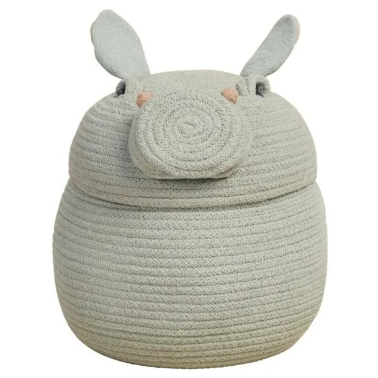 Lorena Canals Henry the Hippo Storage Basket – Blue Sage Handcrafted Cotton & Recycled PET