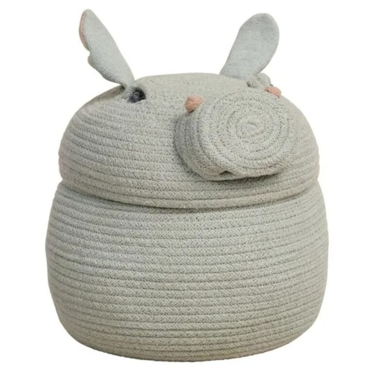 Lorena Canals Henry the Hippo Storage Basket – Blue Sage Handcrafted Cotton & Recycled PET