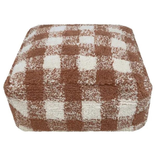 Lorena Canals – Pouf Vichy Toffee – Washable Cotton Floor Cushion for Kids Room & Nursery Decor