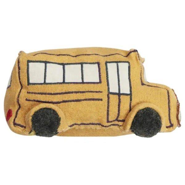 Lorena Canals – Soft Toy Ride & Roll School Bus – Washable Cotton Play Mat & Plush Vehicle Set